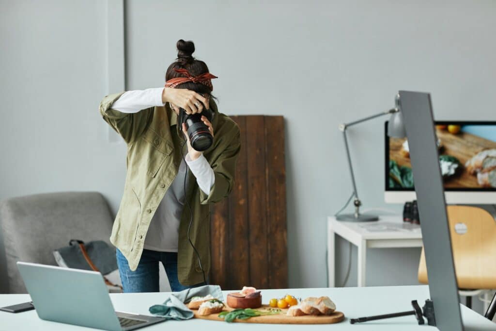 Female Food Photographer Working in Studio